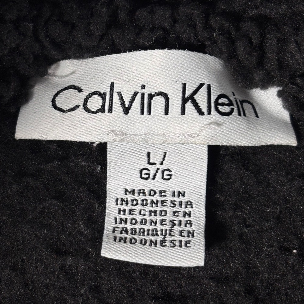 Calvin Klein Black Teddy Fleece Full Zip Jacket Sherpa Cozy Lounge Size L - Picture 3 of 9